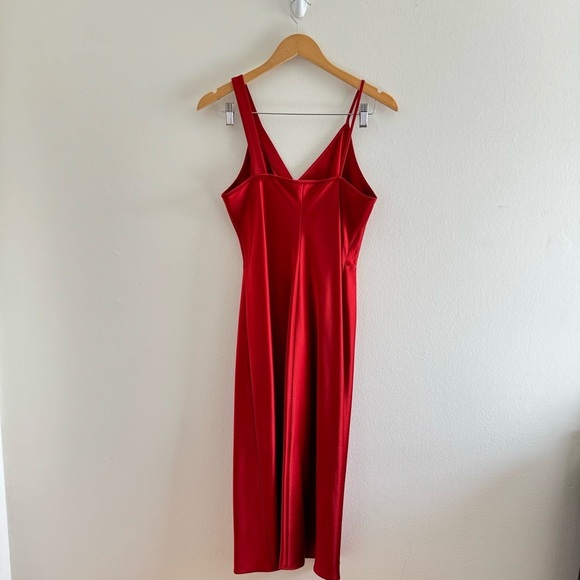 Alexander Wang Red Satin Midi Dress Size 8 - Picture 6 of 12
